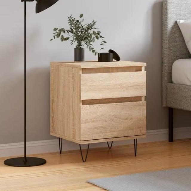 Berkfield Home Sonoma Oak Bedside Cabinet in Brown, W/D/H: 40 x 35 x 50 cm