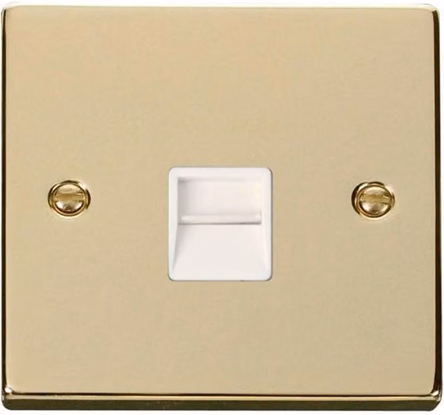 SE Home Polished Brass Master Telephone Single Flush Socket in Gold