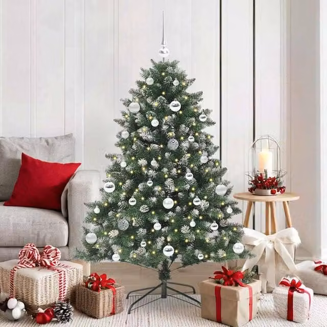 Berkfield Home Green Artificial Christmas Tree with Stand, W/D/H: 105 x 105 x 150 cm