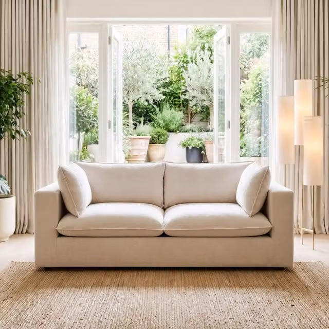 Furniturebox UK Echo 2 Seater Modular Sofa in Plain Fabric with Solid Wood Frame
