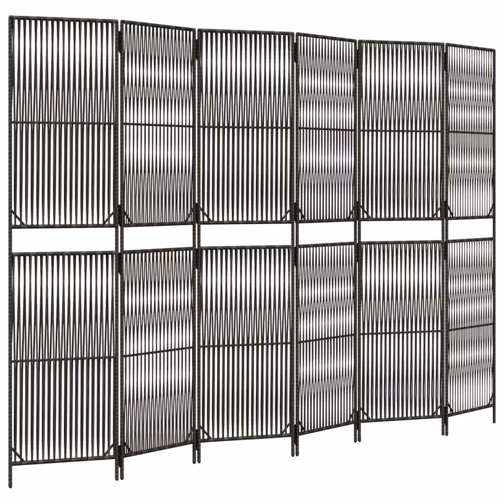 Berkfield Home 6 Panel Grey Poly Rattan Room Divider – 2