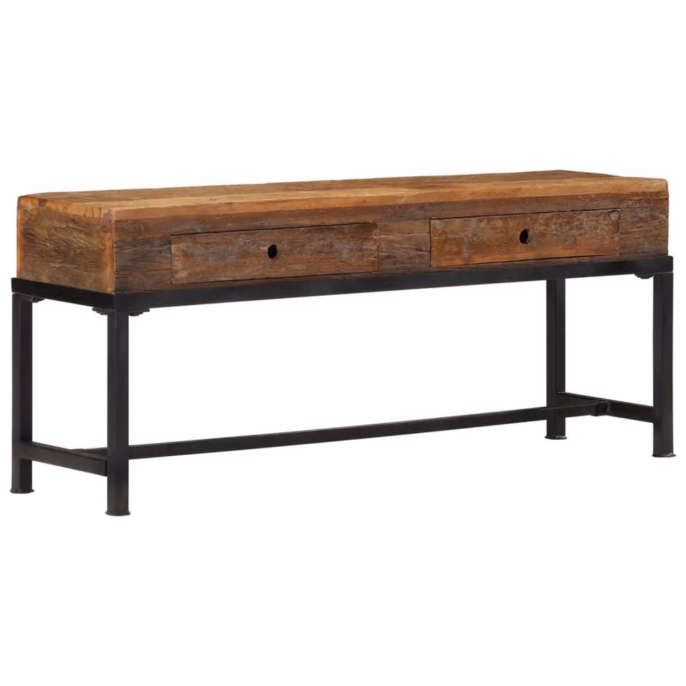 Berkfield Home Industrial TV Cabinet in Brown Reclaimed Solid Wood, W/D/H: 110 x 30 x 46 cm – 2