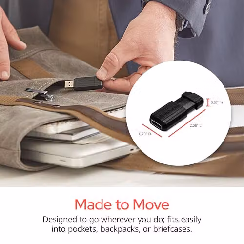 Verbatim 64GB Pinstripe USB A Flash Drive - Black – 4