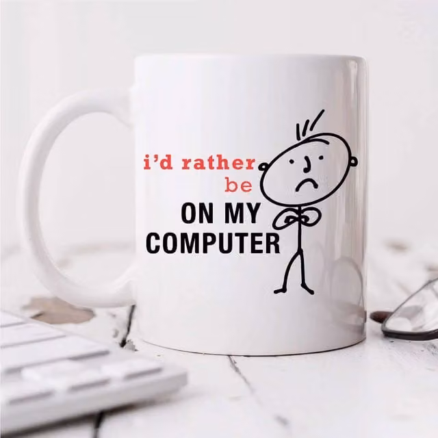 60 Second Makeover Limited Men's I'd Rather Be On My Computer Ceramic Mug in White