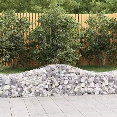 vidaXL Set of 4 Arched Gabion Baskets in Silver Galvanised Steel, W/D/H: 200 x 50 x 40/60 cm – 2