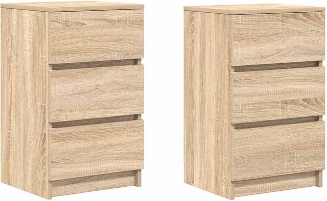Berkfield Home Set of 2 Bedside Cabinets with 3 Drawers in Sonoma Oak Brown, W/D/H: 39 x 35 x 65 cm – 1