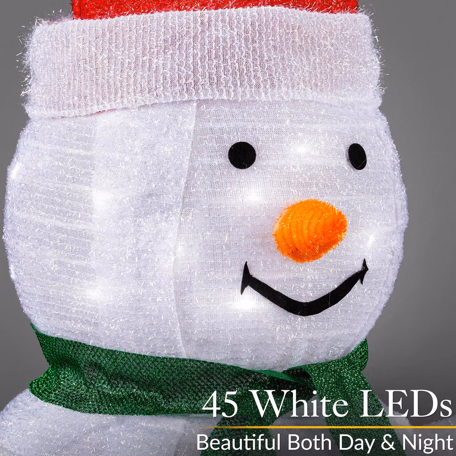 Christow Pop Up LED Christmas Snowman Decoration, White and Multicolour, H: 70 cm, W: 30 cm, D: 30 cm, Battery Operated – 2