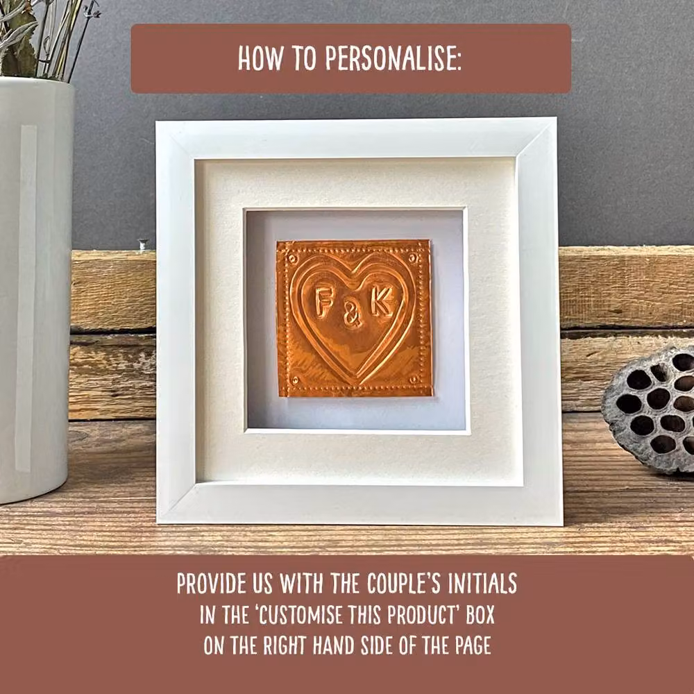 Afewhometruths Personalised Copper Heart of Love Bronze Metal 7th Anniversary Gift – 3