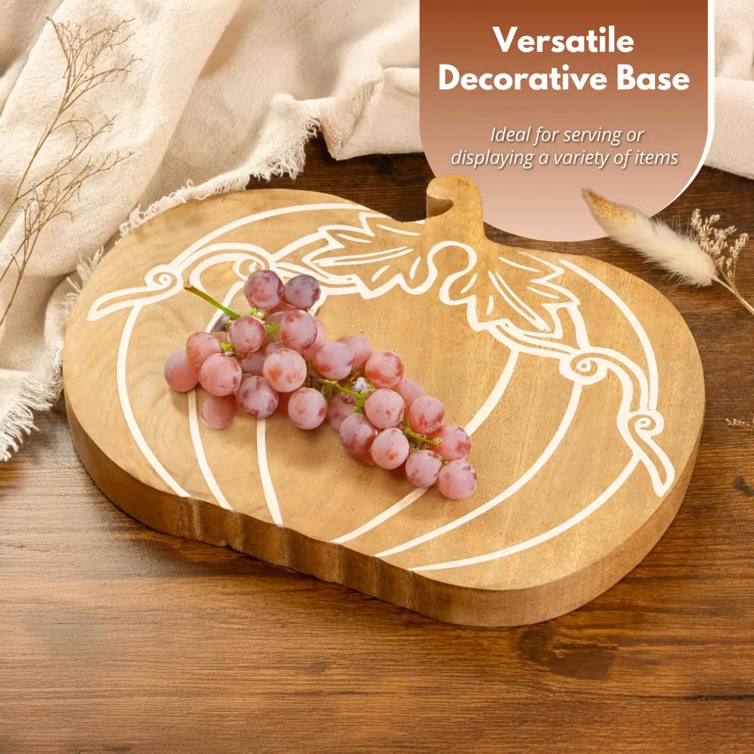 Marco Paul Rustic Wooden Pumpkin Autumn Decoration in Beige, 25 cm – 6