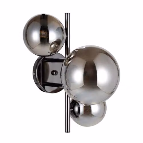 Netlighting Canello Modern 3-Light Wall Lamp in Black with Transparent Glass Spheres and G9 Bulbs – 1