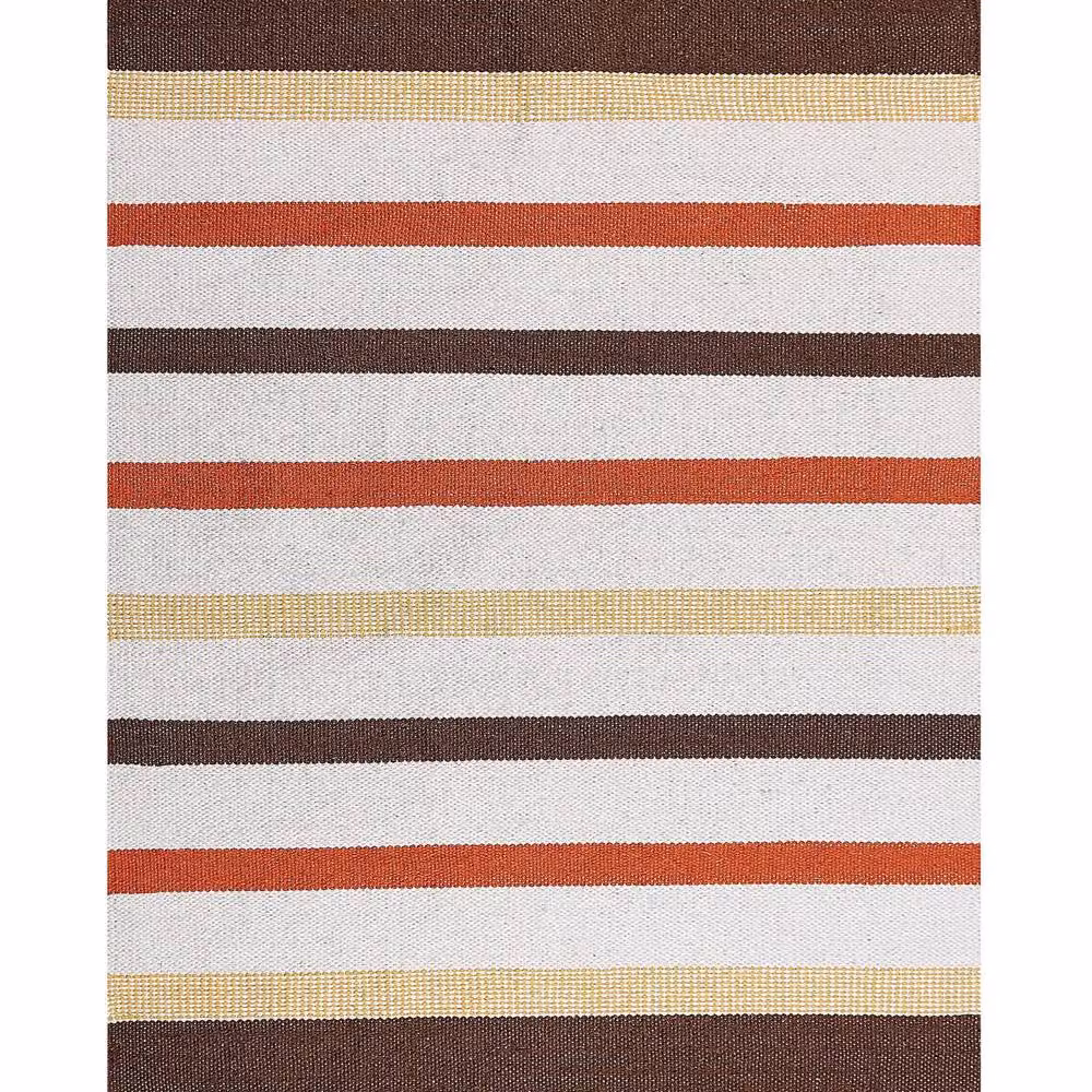 Wyld and Coco Handwoven Cotton Striped Area Rug in Brown and Beige, W: 140 cm, L: 200 cm – 2