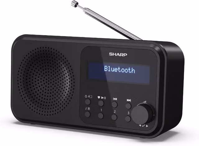 Sharp Tokyo Portable Digital DAB+ and FM Radio with Bluetooth Music Streaming, Midnight Black