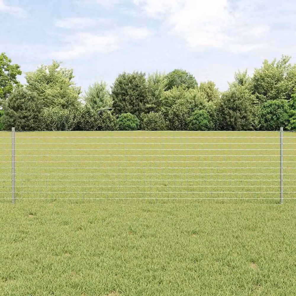 Berkfield Home Euro Fence with 5 U Posts in Silver Galvanised Steel, 0.6 x 10 m – 1