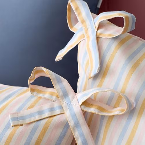 Catherine Lansfield Brighton Stripe Bow Trim Duvet Cover and Pillowcase Set, Multicolour, W/D/H: 180 x 200 cm, Pillowcases 50 x 75 cm – 3