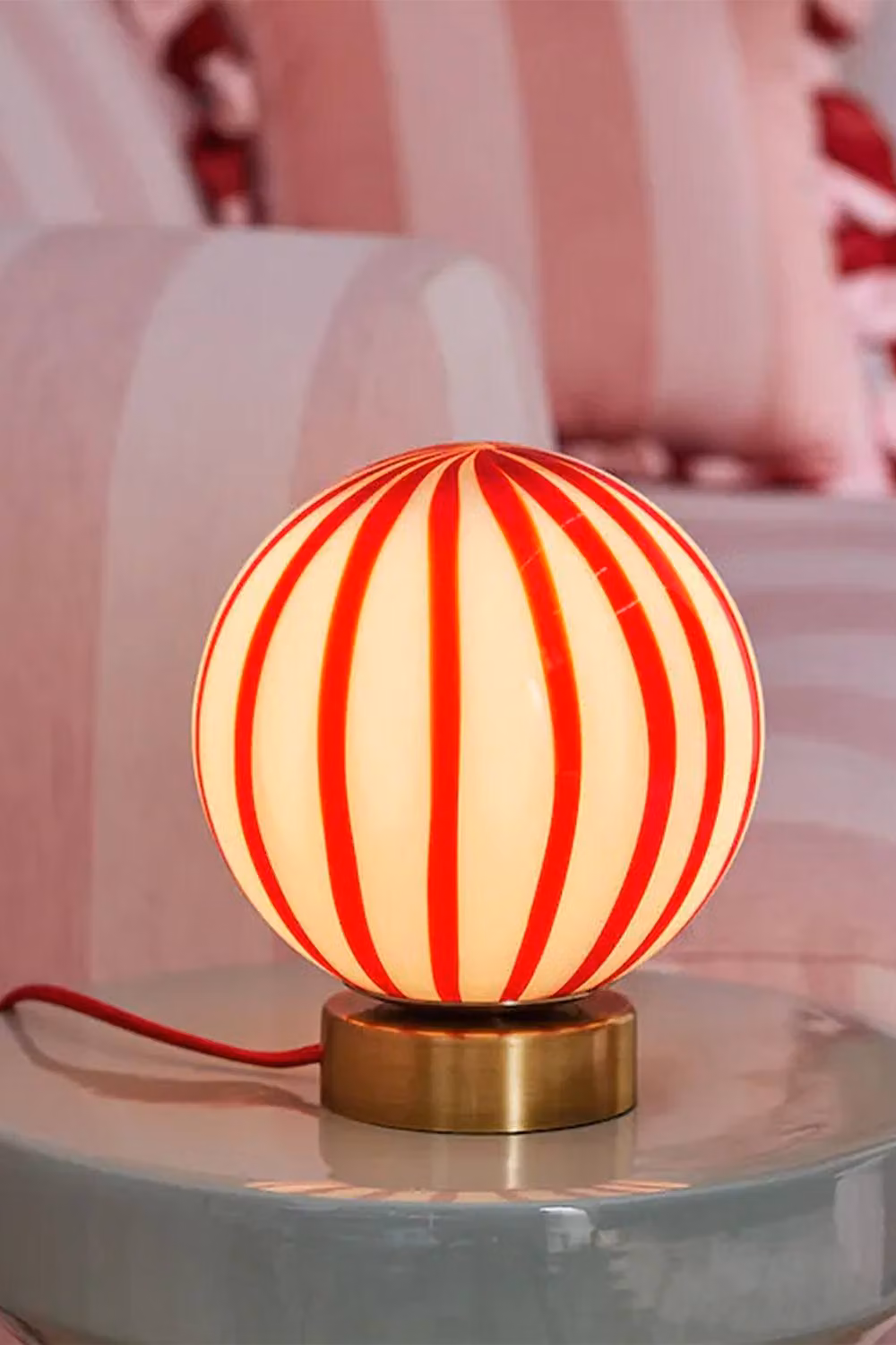 Cath Kidston Glass Marble Table Lamp in Red and White – 2