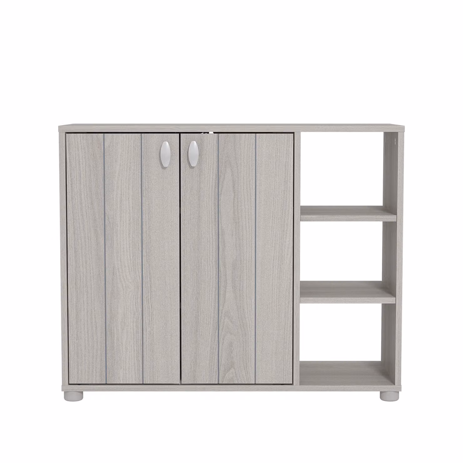 GFW Bideford Grey 2 Door Compact Shoe Cabinet with Open Shelf – 2