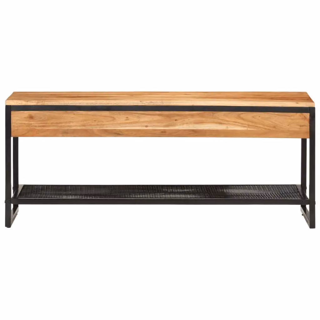 Berkfield Home Industrial Shoe Bench in Brown Acacia Wood and Iron, W/D/H: 110 x 35 x 45 cm – 2