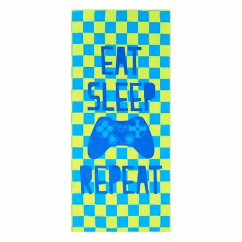 OHS Eat Sleep Game Microfibre Beach Towel, Multicolour, W: 71 cm, L: 152 cm – 2
