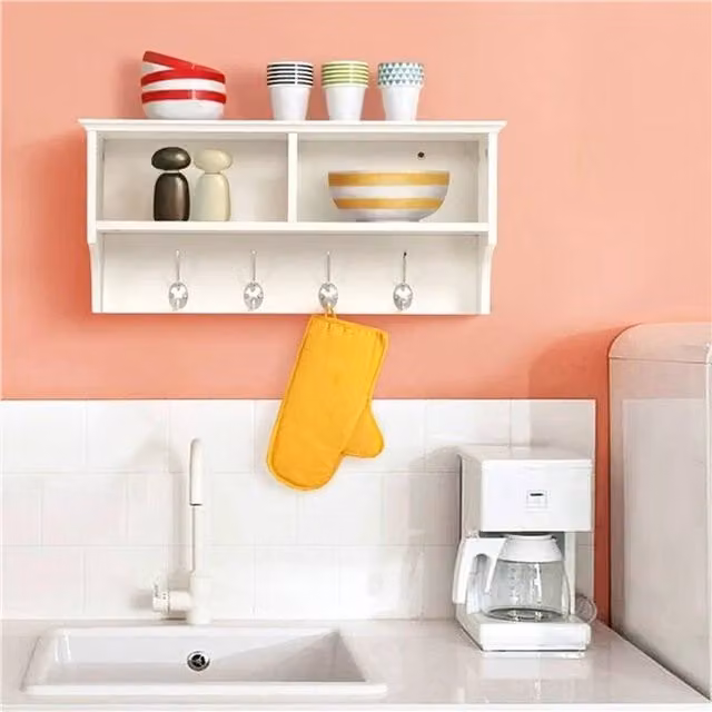 EONLION Wall-mounted Coat and Clothes Shelf in White
