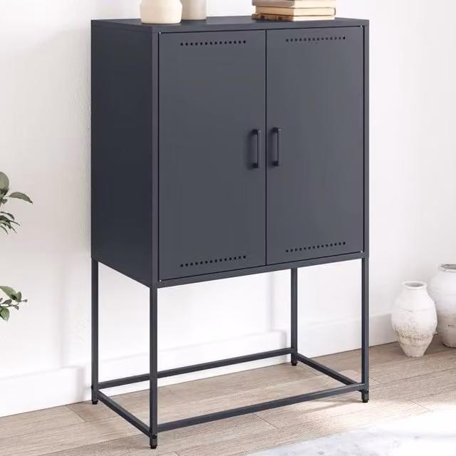 Berkfield Home Industrial TV Cabinet in Black Metal, W: 68 cm, D: 39 cm, H: 60.5 cm