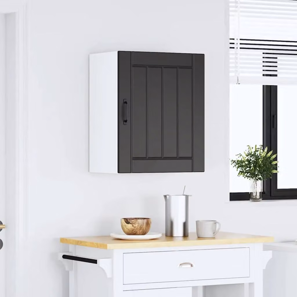 Berkfield Home Lucca Black Matt Kitchen Wall Cabinet with Glass Doors – 2