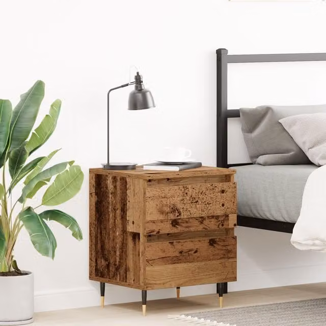 Berkfield Home Bedside Cabinet in Brown Old Wood, W/D/H: 40 x 35 x 50 cm