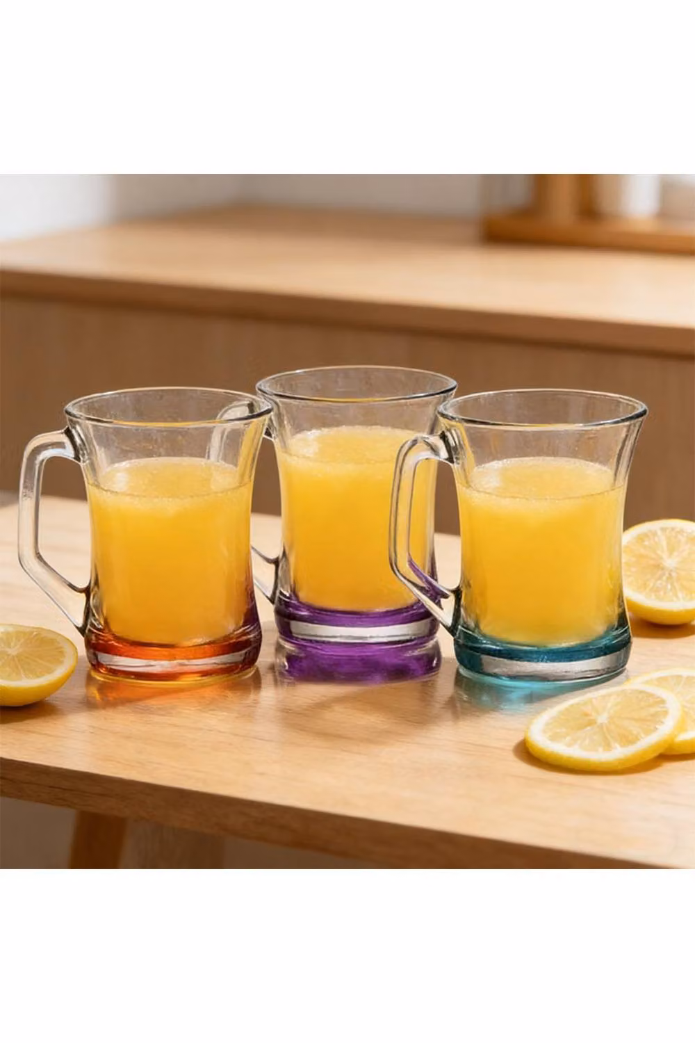 KDMD Zen Coral Glass Tea Mug Set of 3, Clear, 225cc per mug – 3