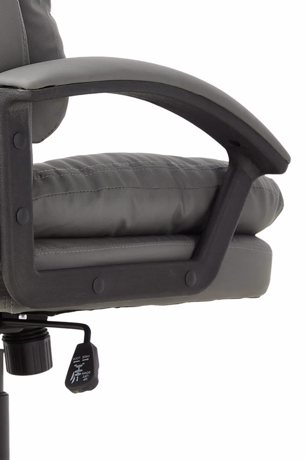 Living and Home Modern Swivel and Height Adjustable Task Office Chair with High Back and Armrests in Dark Grey Synthetic Leather – 3