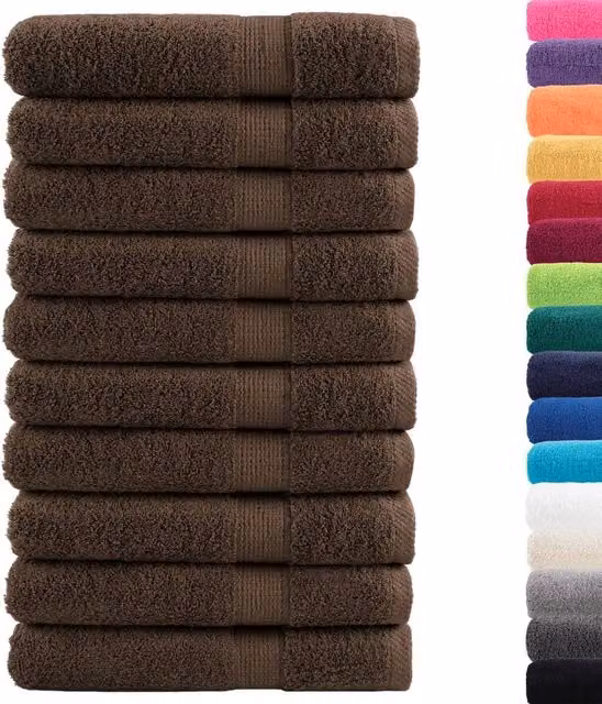 Berkfield Home SOLUND Premium Cotton Terry Towels, 10-Piece Set, Brown, W: 100 cm, L: 200 cm, 600gsm
