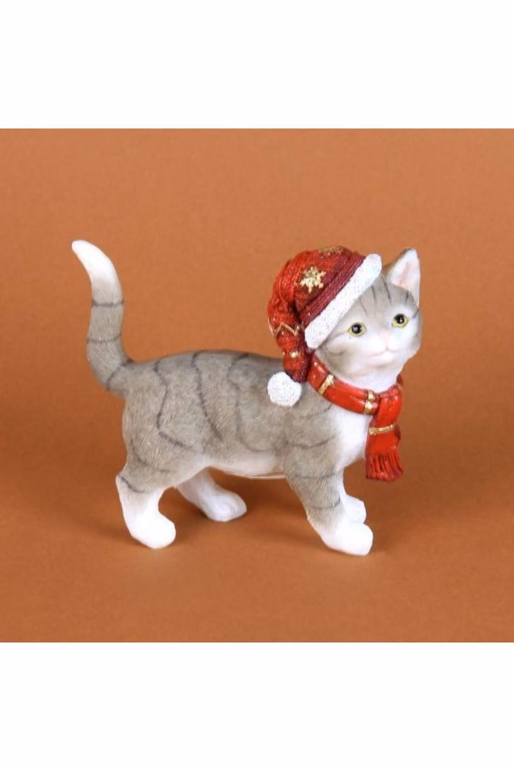 KDMD Juliana Hand Painted Red Resin Kitten Figurine with Christmas Hat – 2