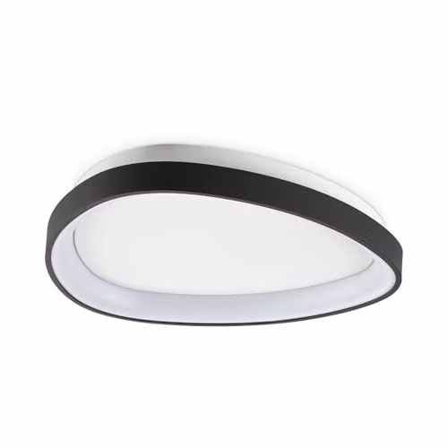 Ideal Lux Gemini Black Round LED Semi Flush Ceiling Light with 3000Lm Warm White Output, Diameter: 42 cm