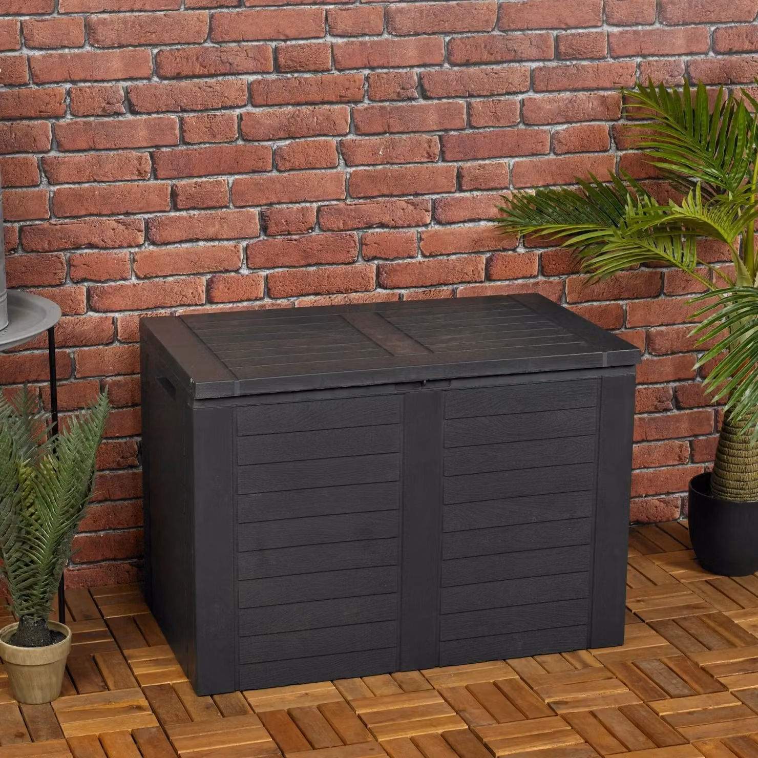 EONLION 170 Litre Compact Plastic Outdoor Storage Box in Black – 4