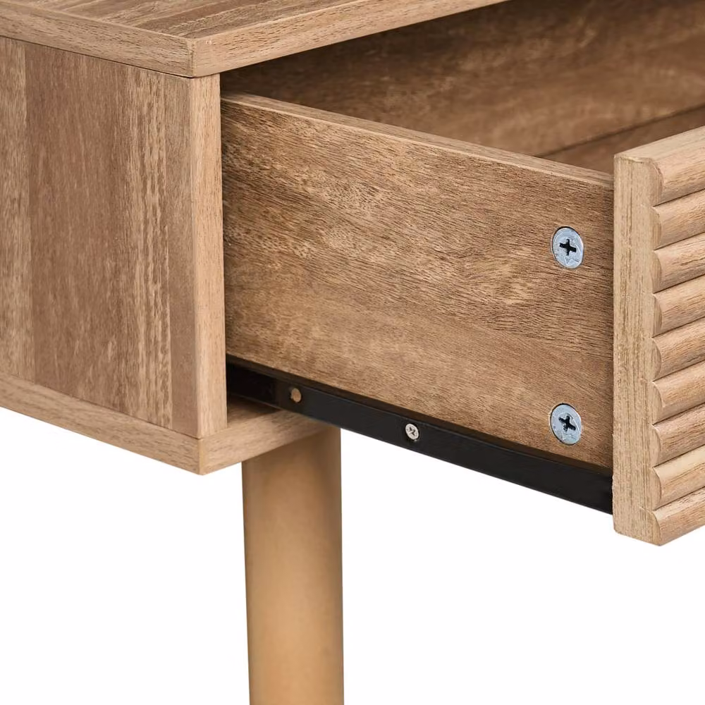 Wyld Haus Light Brown Laminated MDF Console Table with 2 Drawers and Solid Pine Legs W/D/H: 80 x 45 x 45 cm – 3