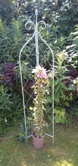 Inspirational Gifting Verdigris Metal Folding Obelisk Plant Support Trellis in Green, H 160 cm x W 35 cm x D 35 cm