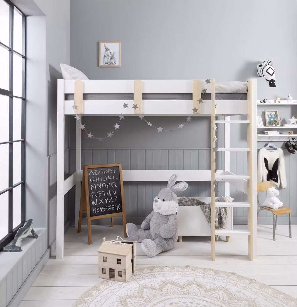 Nöa and Nani Una Highsleeper Cabin Bed in White, Single Size, Solid Pine Wood – 2
