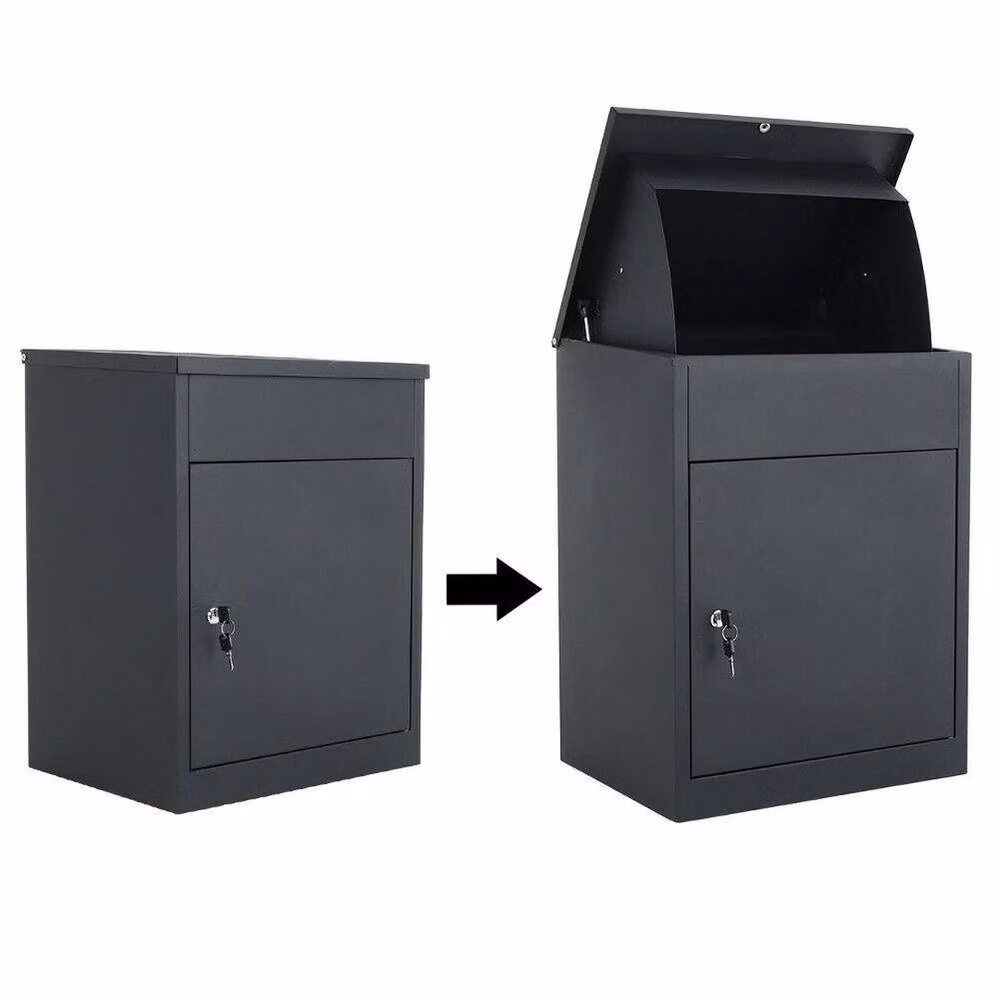 FLAVORA Extra Large Lockable Metal Parcel Delivery Box in Black – 5
