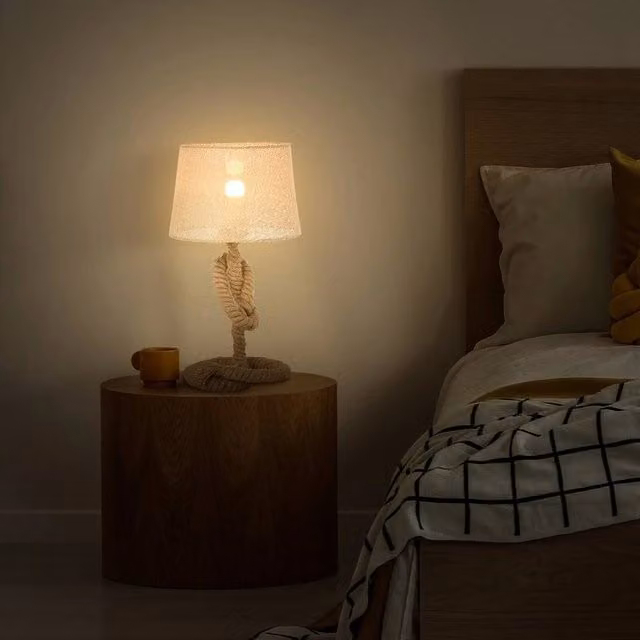 EONLION Nautical Style Rope-Base Table Lamp in Brown and Beige
