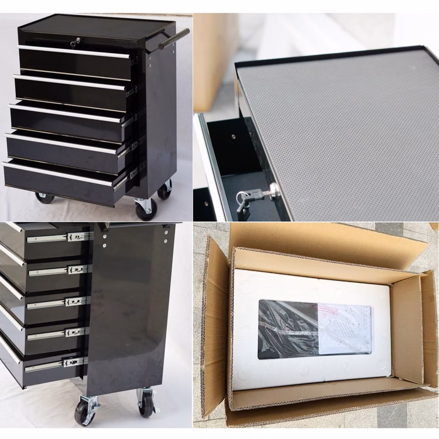 Gr8 Home Lockable 5 Drawer Steel Roller Tool Cabinet Trolley, Black, W/D/H: 75.0 x 33.0 x 68.0 cm – 2