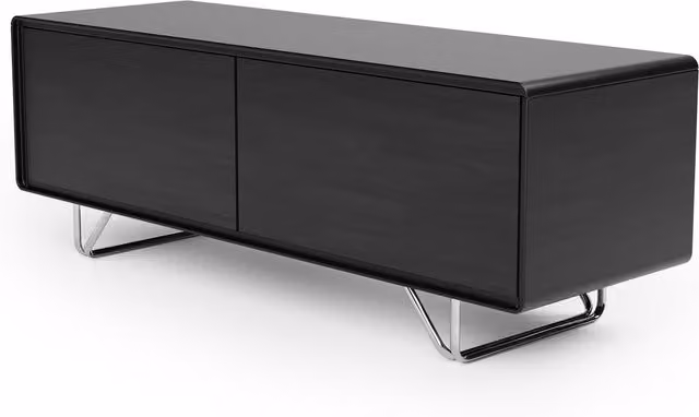 Alphason Apollo Modern Black Lacquered Glass TV Stand with Media Compartments
