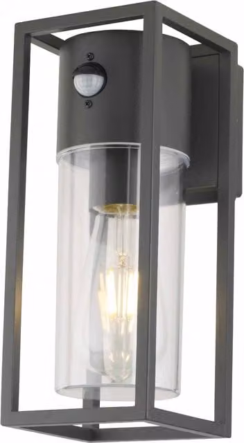 First Choice Lighting Hale Black Motion Sensor Outdoor Wall Light with Timer and Replaceable E27 Bulb