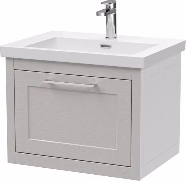 Balterley Blithbury Wall Hung 1 Drawer Vanity Basin Unit in Grey Woodgrain – 1