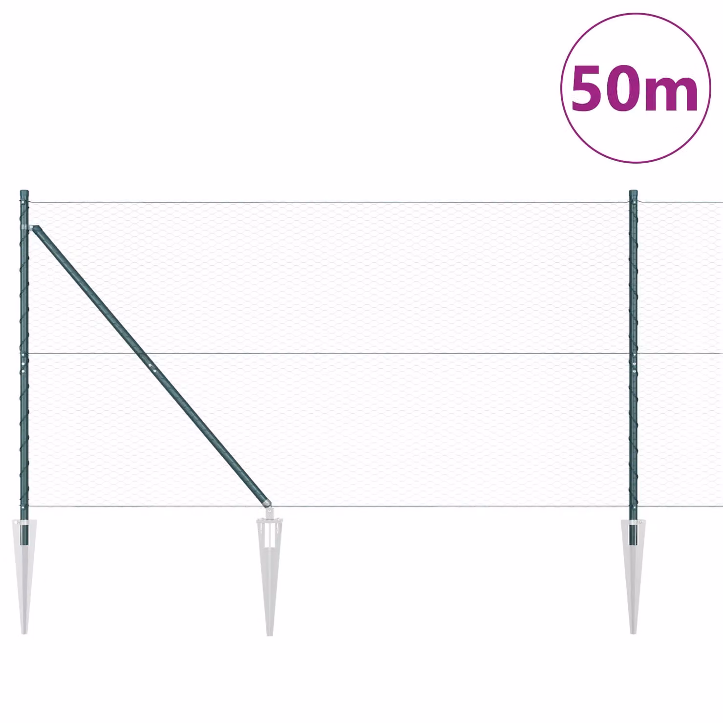 Berkfield Home Green Powder-Coated Steel Hexagon Fence, H: 140 cm x L: 50 m – 2