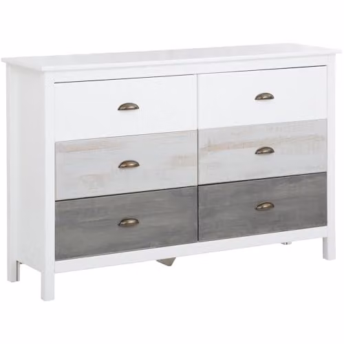 Dorel Home Furnishings Salva 2x3 Drawer Chest in White Pine Wood, H 125 cm x W 80 cm x D 35 cm
