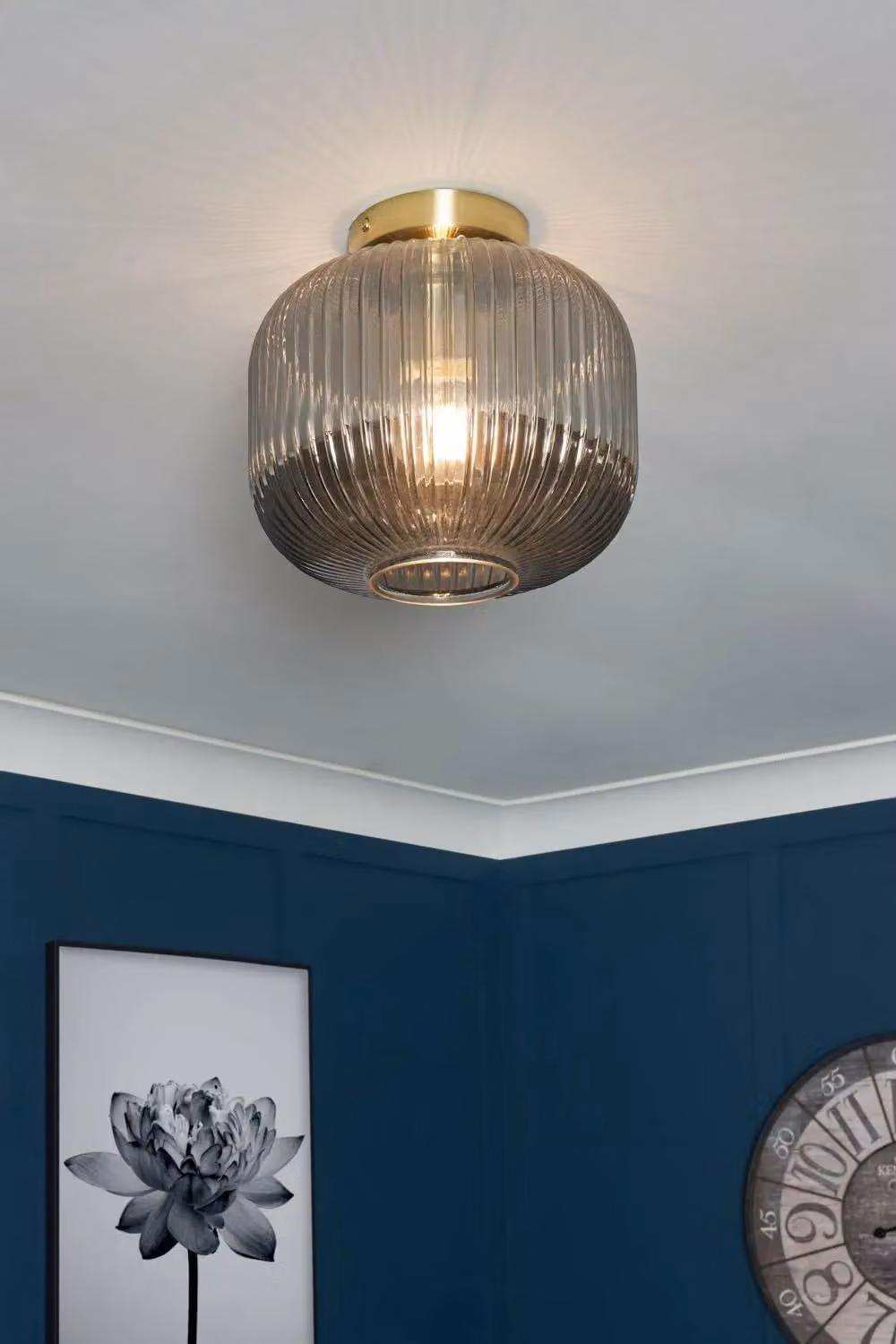 BHS Lighting Lyna Flush Ceiling Light in Gold and Brass with Transparent Glass – 2