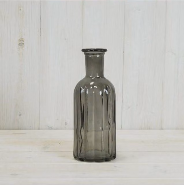 KDMD Minimalist Smoky Grey Striped Glass Bottle