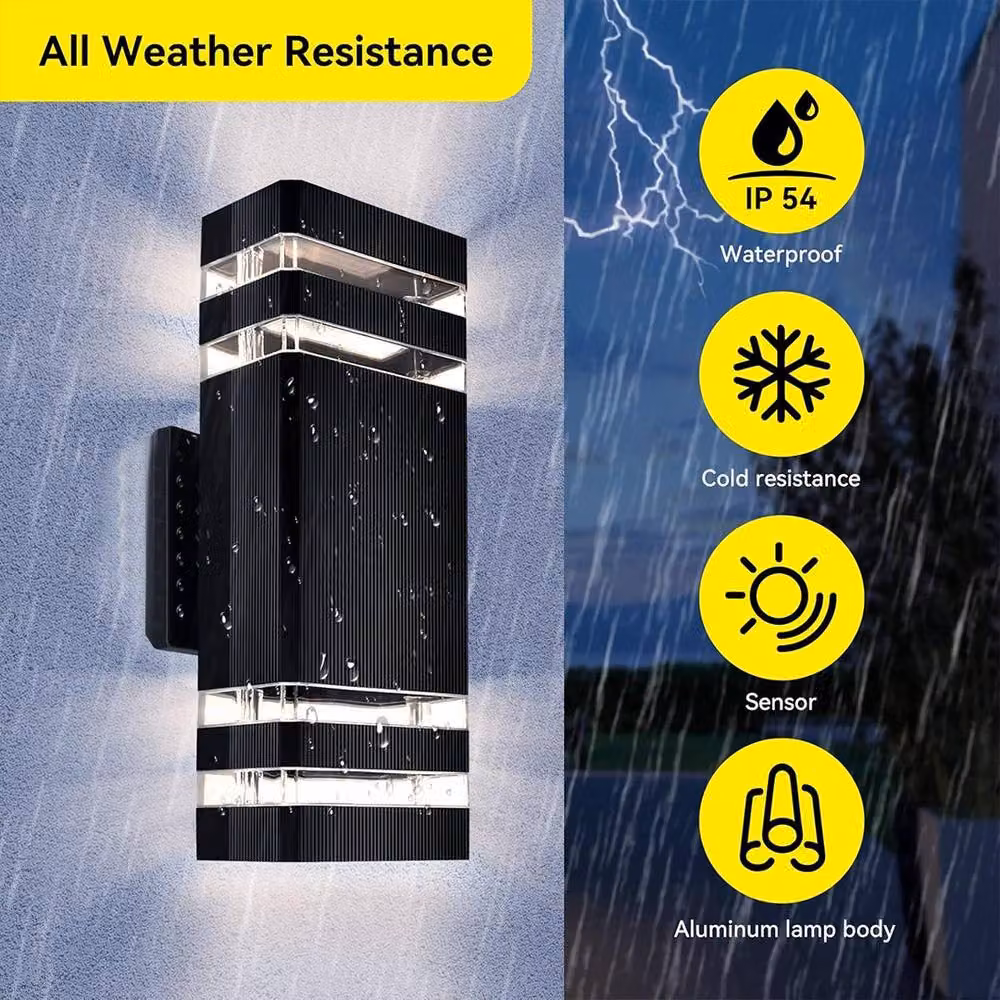 SPETLEK Modern Black Aluminium Outdoor Wall Light with Up and Down LED GU10 Illumination, IP65 Rated – 4
