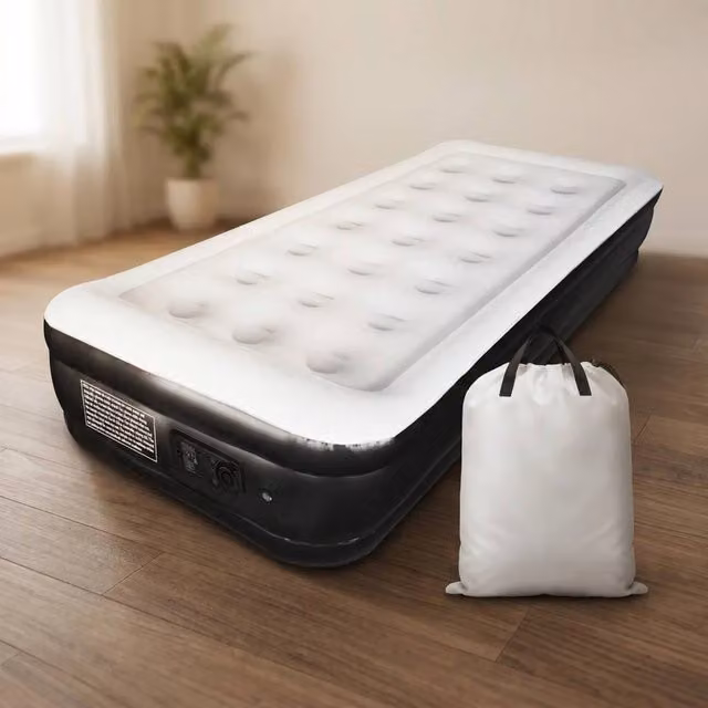 NESTLUNE Single Extra Deep Airbed with Built-in Electric Pump, Black