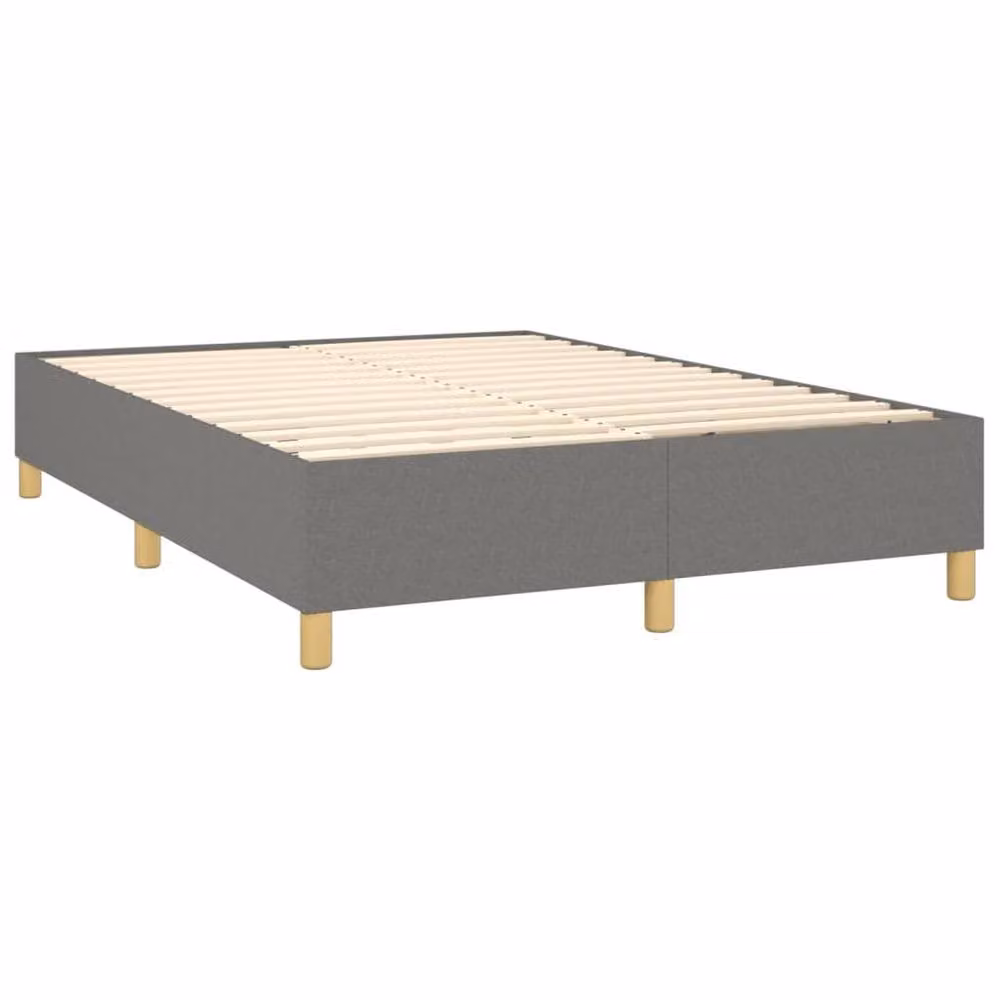 Berkfield Home Upholstered Box Spring Bed Frame in Grey, W: 135 cm, L: 190 cm – 3
