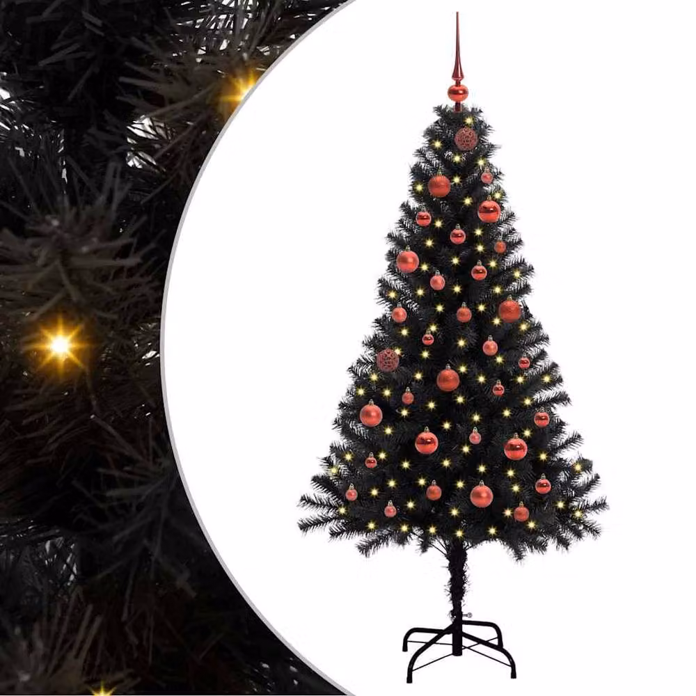 Berkfield Home Lush Christmas Tree with 150 LEDs and Stand, Black, Height: 150 cm – 3