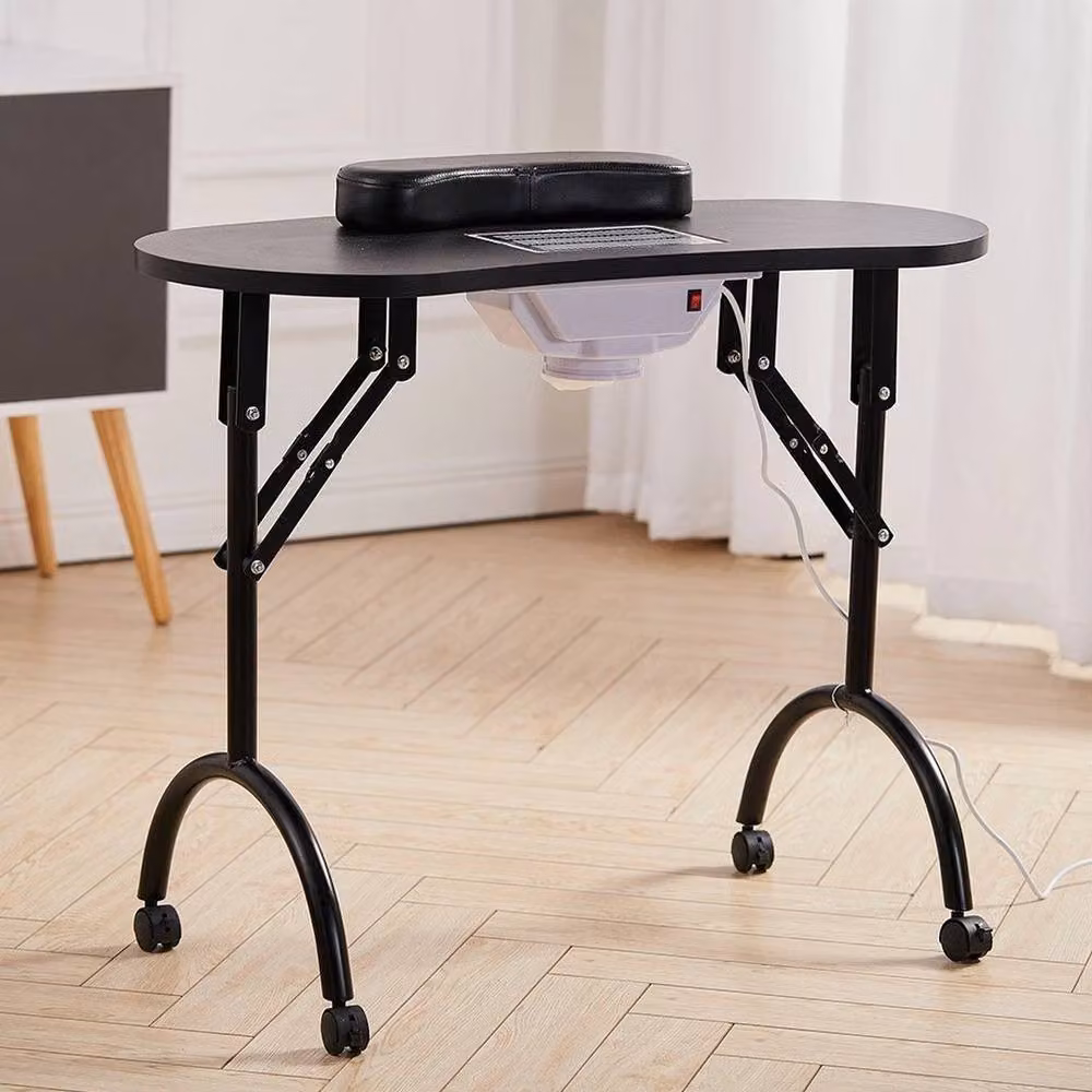 Kelvenix Black Portable Foldable Manicure Nail Table with Castors – 2